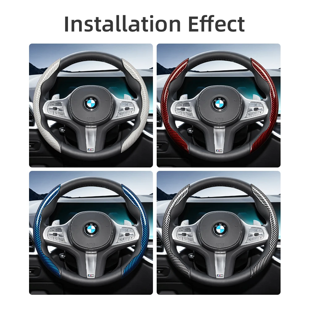 Suitable for Bmw Carbon Fiber Texture Steering Wheel Cover with Segmented Quick-Release Design, Durable, for X3 3 5 2 4 1 7 8 Series X1 X5 X2 X4 X6 X7 Ix I4 I5 I7 Z4 Xm Ix1 Ix2 Ix3, Black