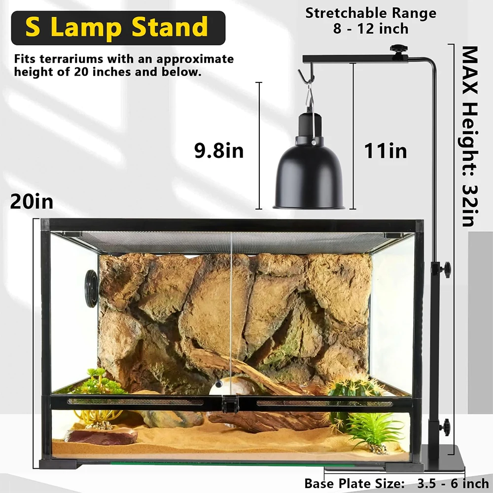

Adjustable Reptile Floor Lampstand Retractable Metal Reptiles Heating Lamp Lampstand for Lizard Tortoise Turtle Breeding Tank