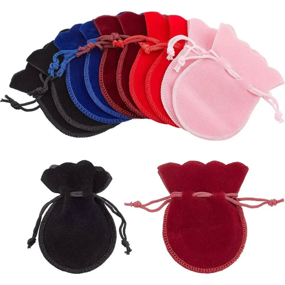 50 Pcs 5 Colors Velvet Drawstring Bags 3.54×2.75