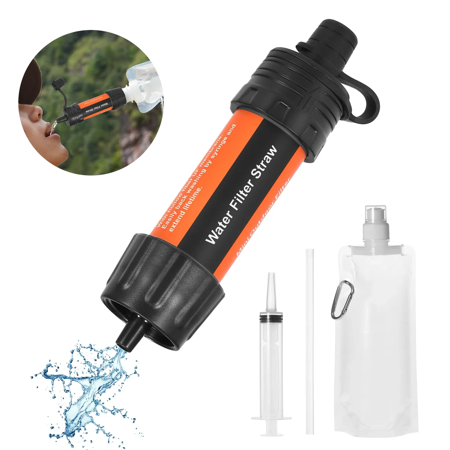 

Outdoor Survival Water Filter Straws Camping Equipment Water Purifier Water Filtration System Emergency Hiking Accessories