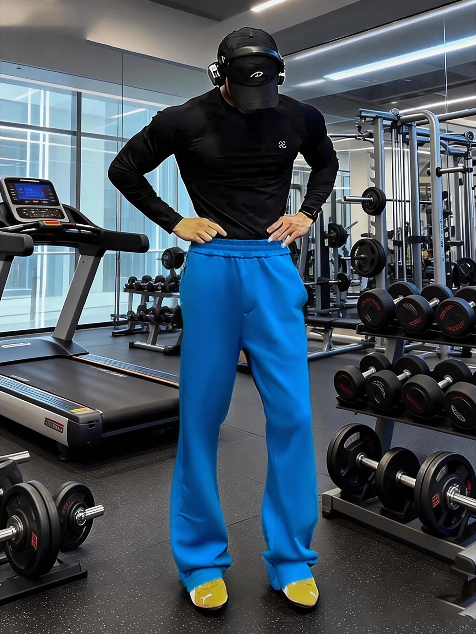 

Cleanfit Klein Blue American Fitn Pants Men's Autumn Winter Running Training Spor Straight Leg Micro Flared Trousers