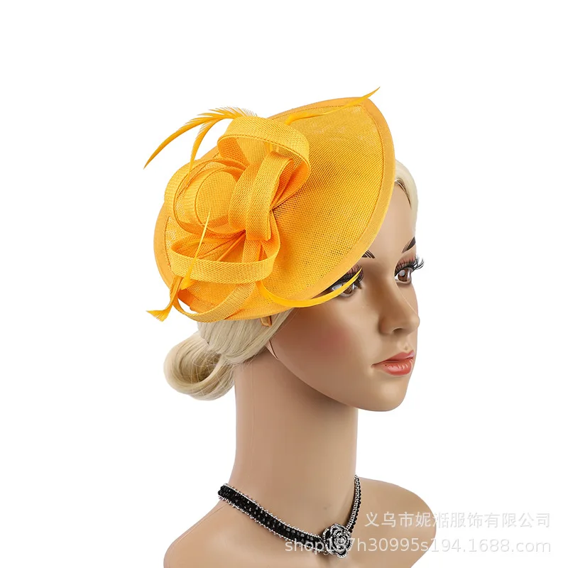 2024 Elegant Hair Drop Fascinator Hat Women Party Hats Bridal Wedding Show Race Millinery With Fancy Flower Headpiece