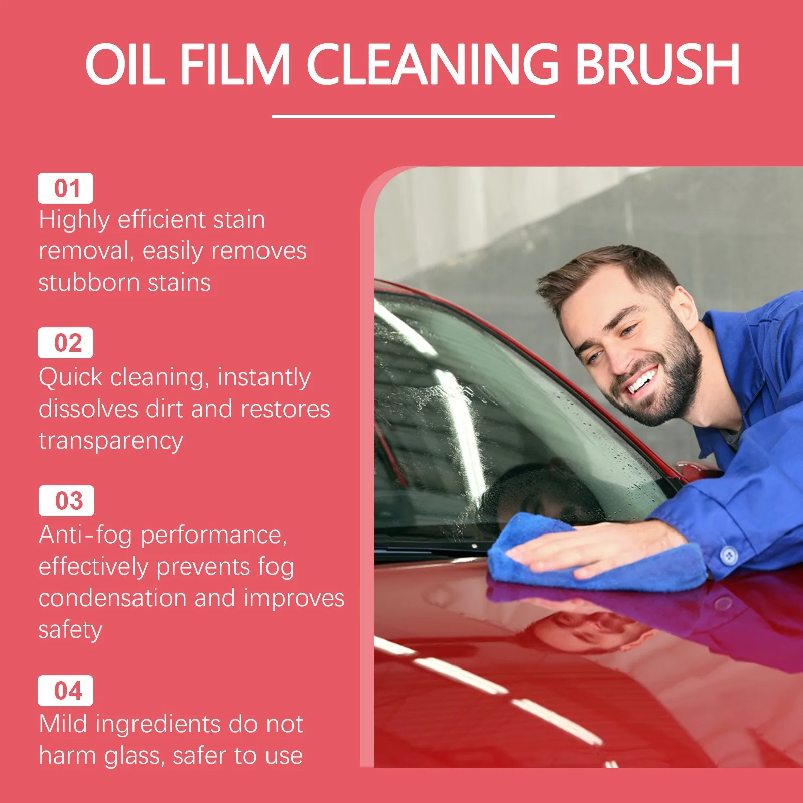 Automotive Car Oil Film Cleaning Brush Car Glass Oil Film Cleaner Windshield Cleaning Polishing Care Maintenance Brush