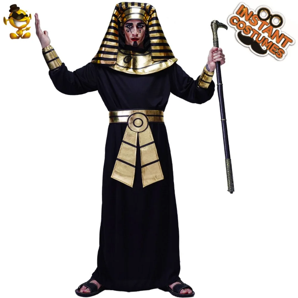 Adult Men's Halloween Egyptian Pharaoh Party Costume Egyptian Male King Stage Costume Cosplay