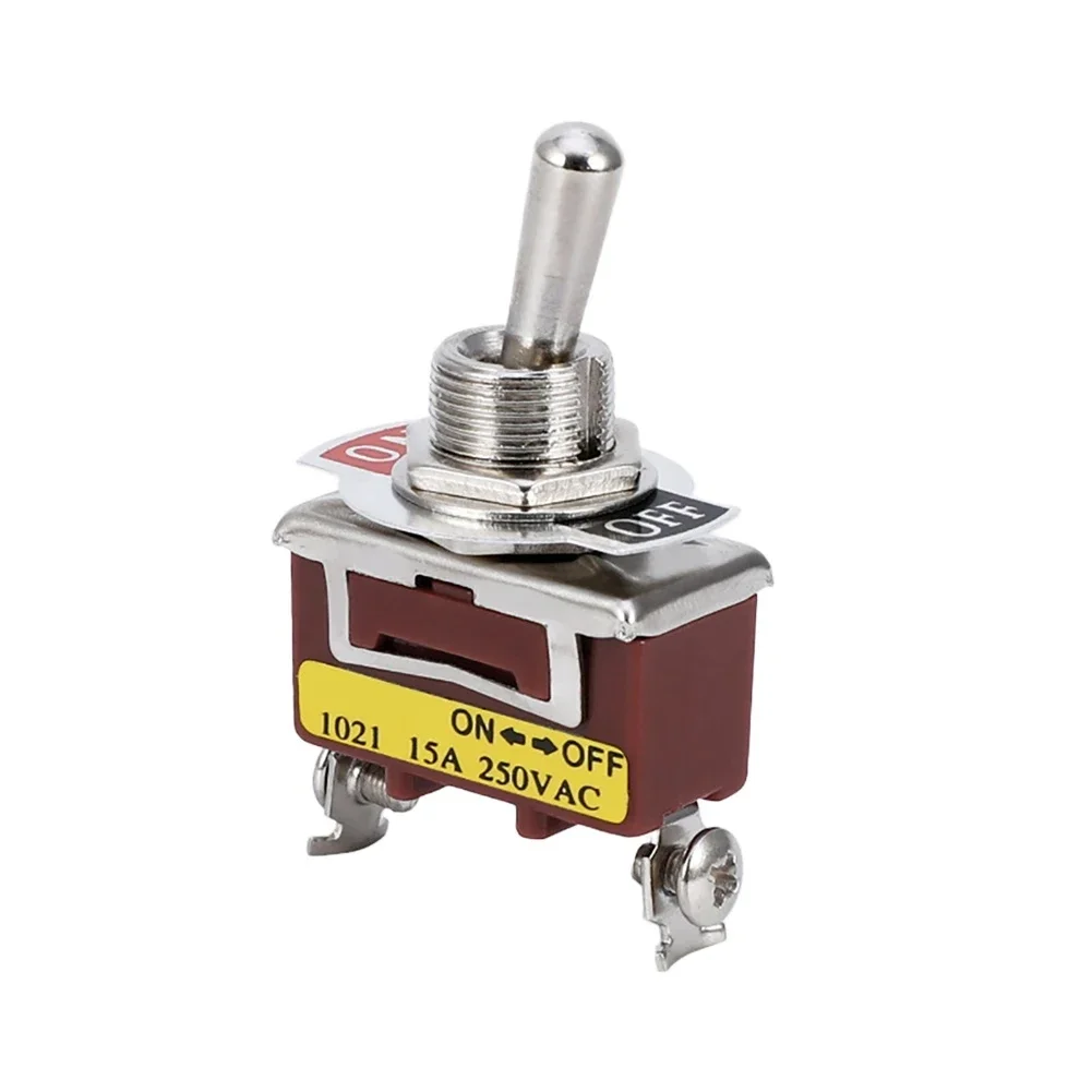 ETEN1021 Toggle Switch 2 Pin 2 Position SPST Rated 15A 250V With Waterproof Cap And Self Locking Mechanism For Enhanced Safety