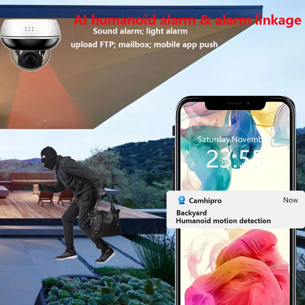 UHD 4K 8MP Sony415 Security IP Camera Dome PTZ POE 48V 5MP 5X Optical Zoom Autofocus Human Tracking Two Way Audio IR 30m