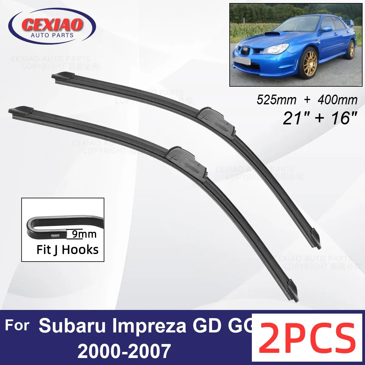 

Car Wiper For Subaru Impreza GD GG 2000-2007 Front Wiper Blades Soft Rubber Windscreen Wipers Auto Windshield 21"+16"