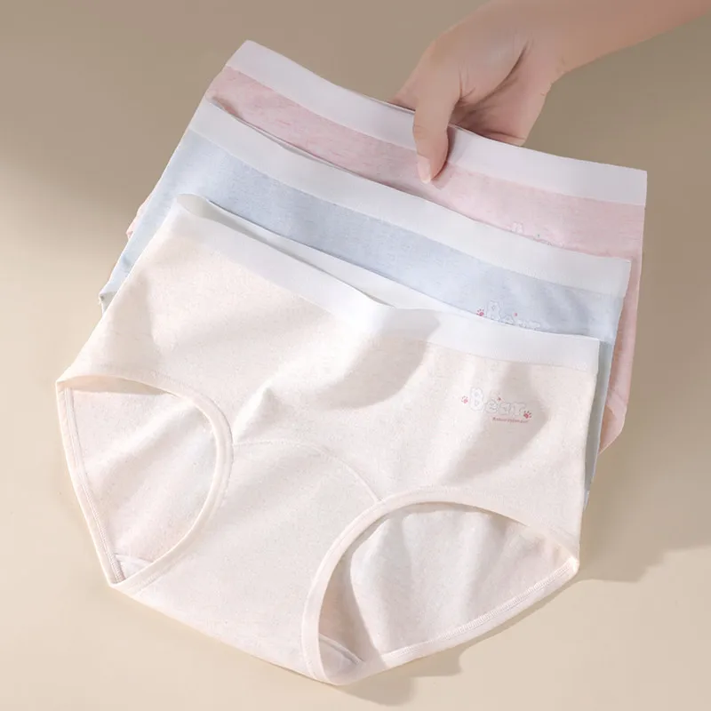 Women's Pure Cotton Underwear Breathable Sexy Comfortable Mid-Waisted Briefs Soft Girl's Intimates High Bullet Panties