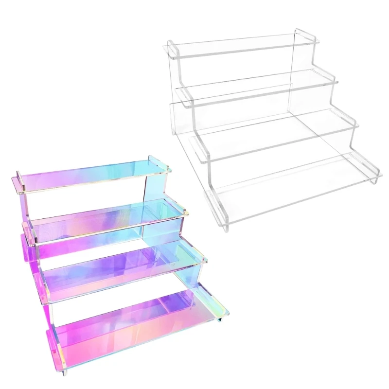 

4 Tier Clear Display Risers Stand, Organiser, Plastic Organiser for Cupcake, Dessert, Figure, Makeup, Desktop