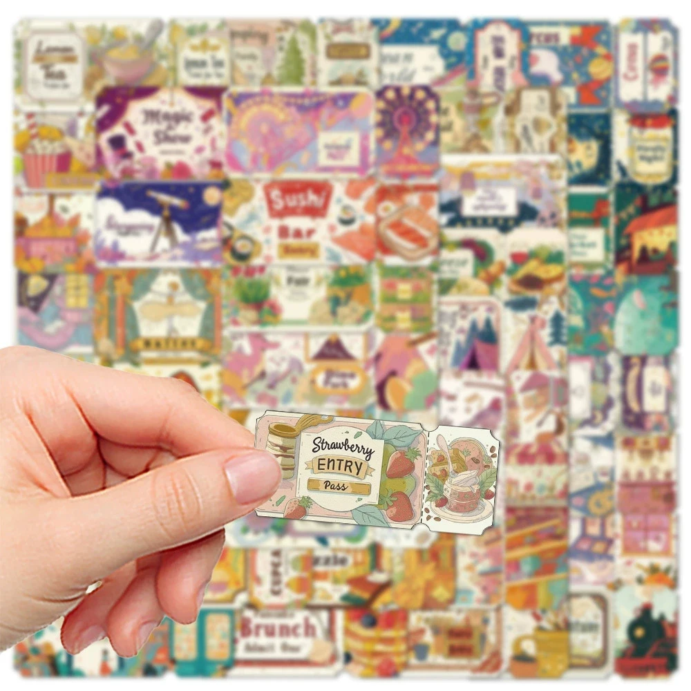 10/30/50 قطعة ريترو حلم تذكرة الكرتون ملصقات الجمالية مضحك الكتابة على الجدران سكرابوكينغ جراب هاتف المحمول INS Artsy ملصق اللعب #3