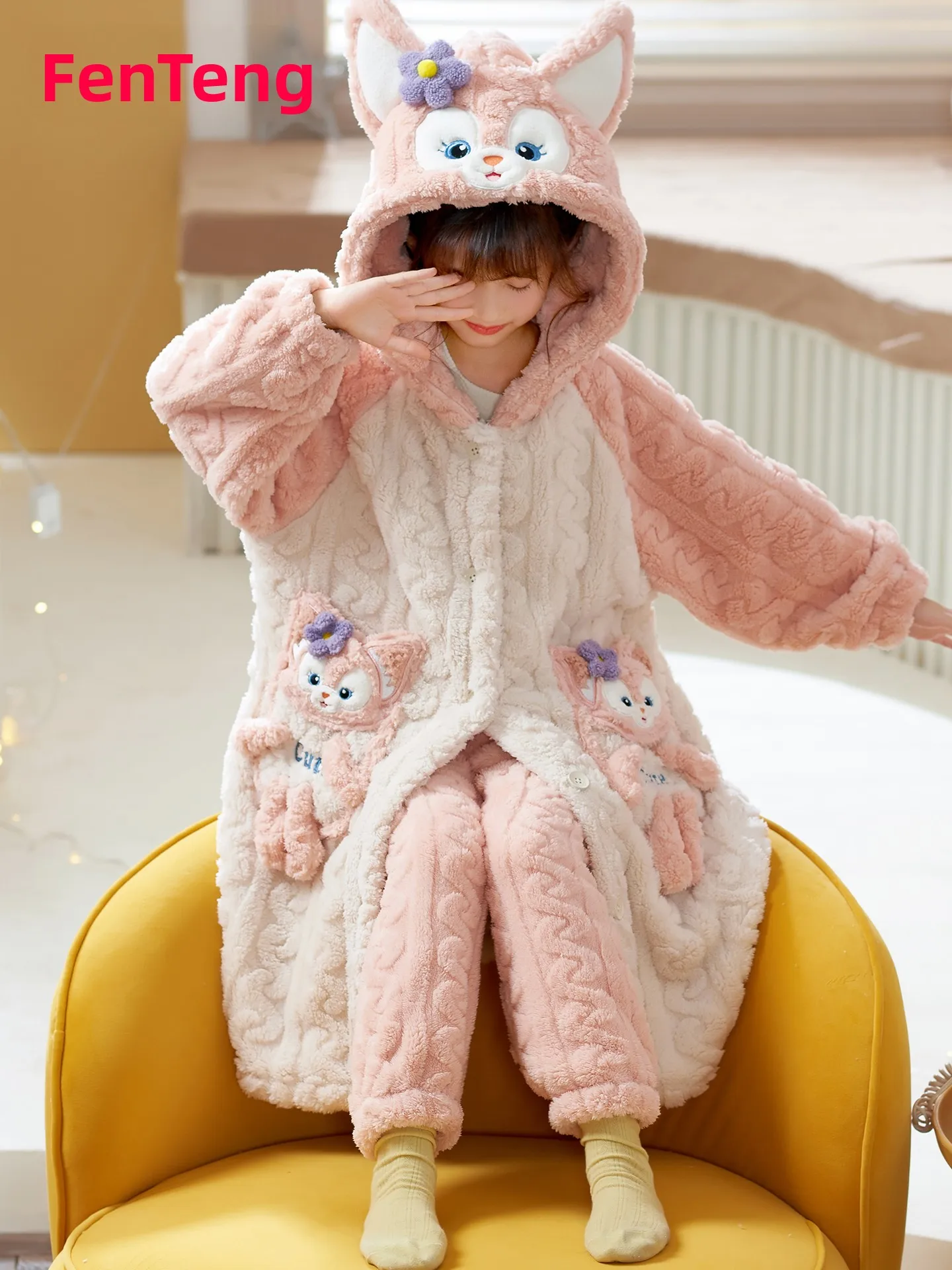 pigiama-per-bambini-fenteng-in-pile-corallo-ispessito-vestaglia-lunga-con-cartoni-animati-per-ragazze-abbigliamento-invernale-da-casa-caldo-e-confortevole