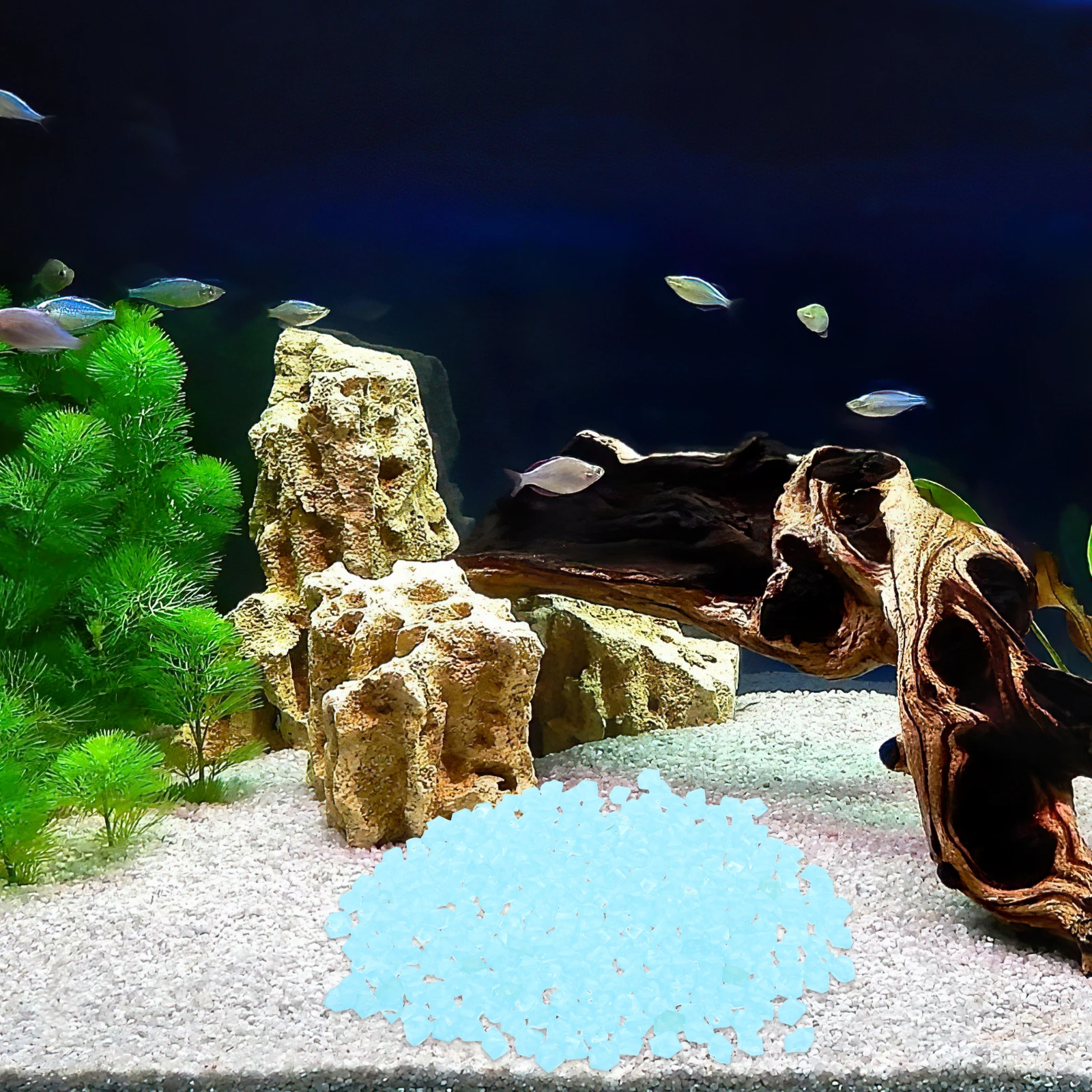 

Luminous Stones 14x11mm Lake Blue Glow Dark Resin Pebbles Aquarium Fish Tank Garden Landscaping Decor Outdoor Pathways Pets