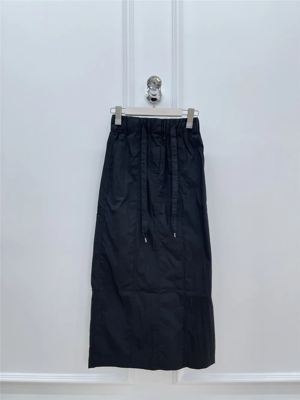 2025 Spring Summer Women's Elastic Waist Mid-Calf Split Half Skirt Female Straight Skirt