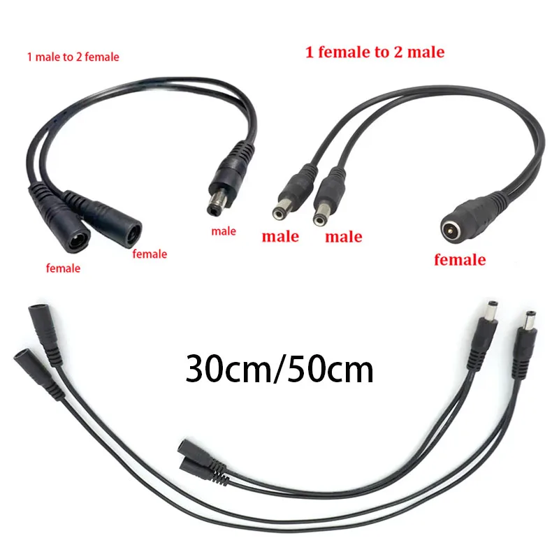 

1 to 2 Way Connector DC Plug Power Splitter Cable for CCTV Power Supply Adapter 5.5mm*2.1mm