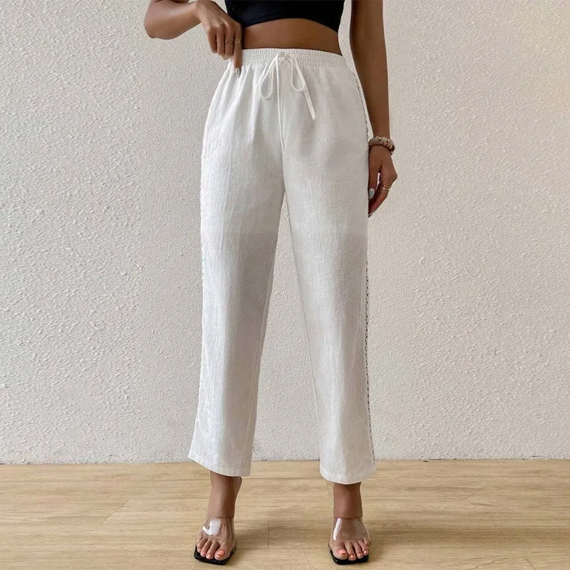 

Y2K Women's Casual Side Hollow Out Drawstring Sexy Pants Temperament Commuting 2024 Summer New Fashion Women High Waist Trousers