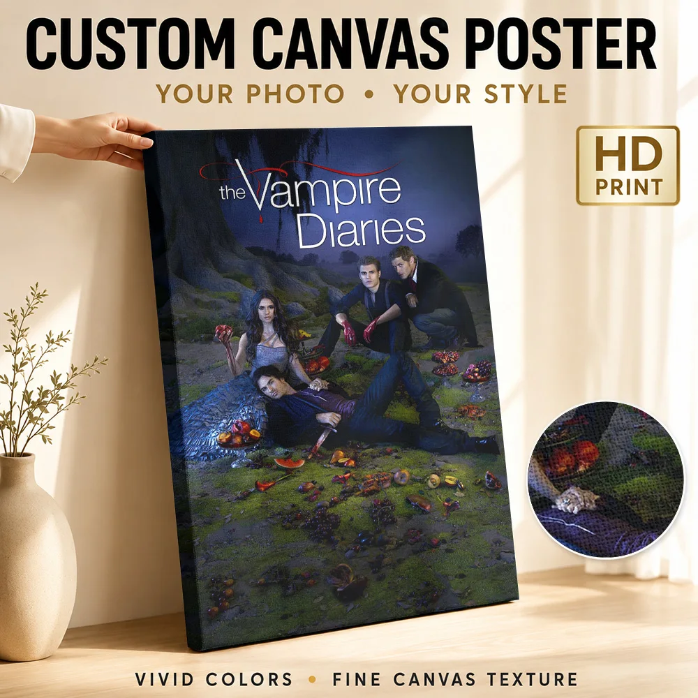 The Vampire Diaries Canvas Poster Customized Photo Vintage Movie Wall Paintings Decoration for Living Room Gift for Collectors