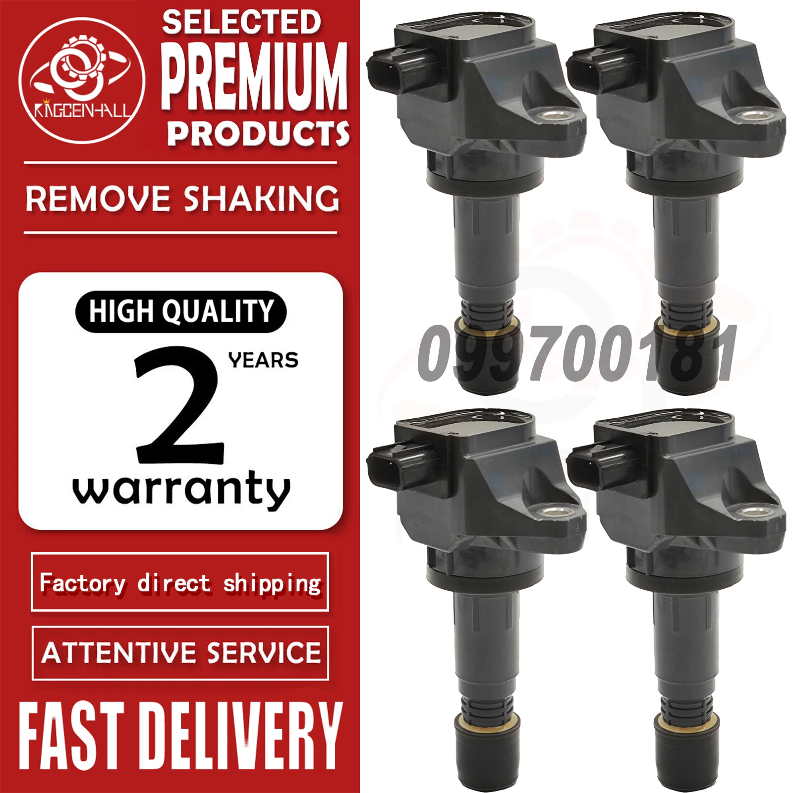 4PCS 099700181 Direct Ignition Coil Compatible With 2012 Honda Civic 1.8L 2.4L Si 1.5L Hybrid Fix Engine Misfire