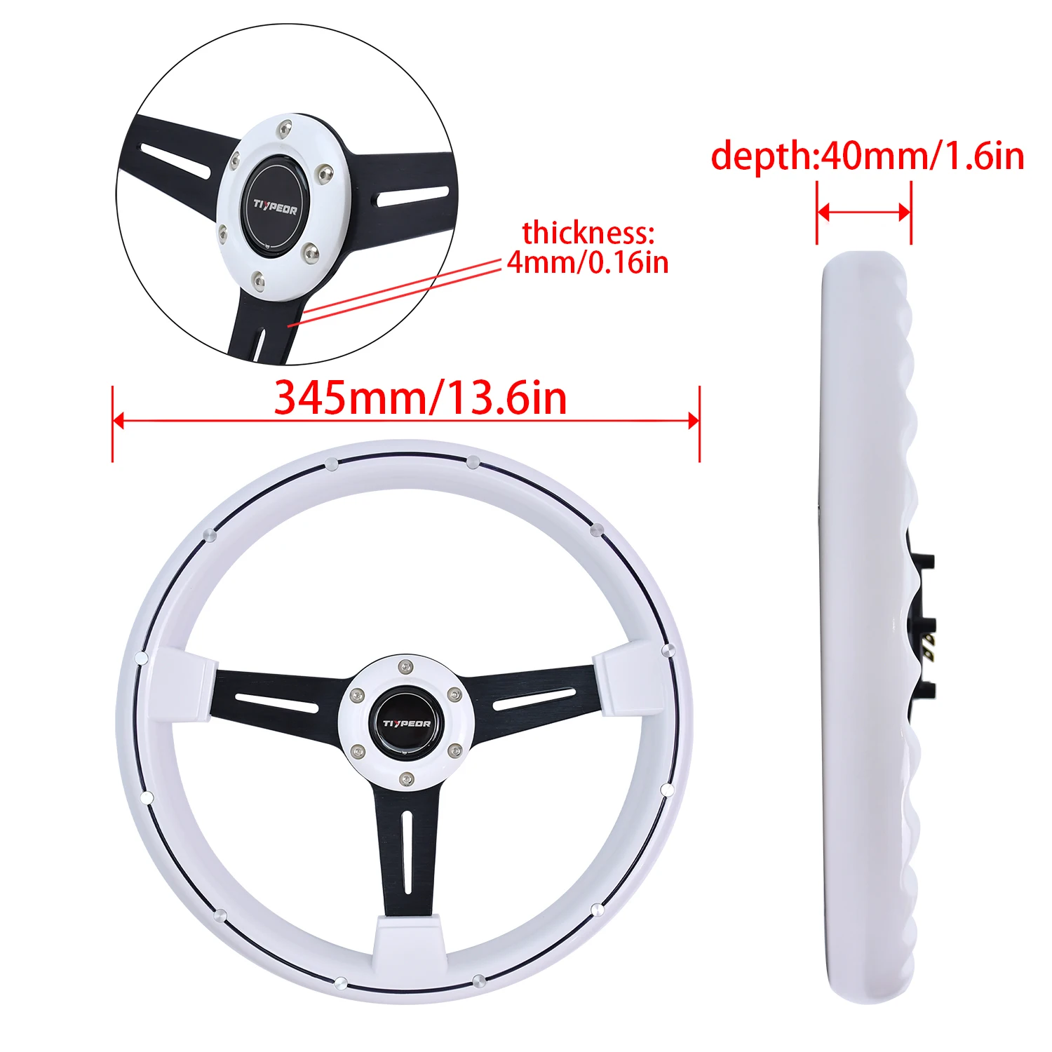 TIYPEOR Vintage Rivet Racing Steering Wheel Universal Old Car Modified Steering Wheel 6