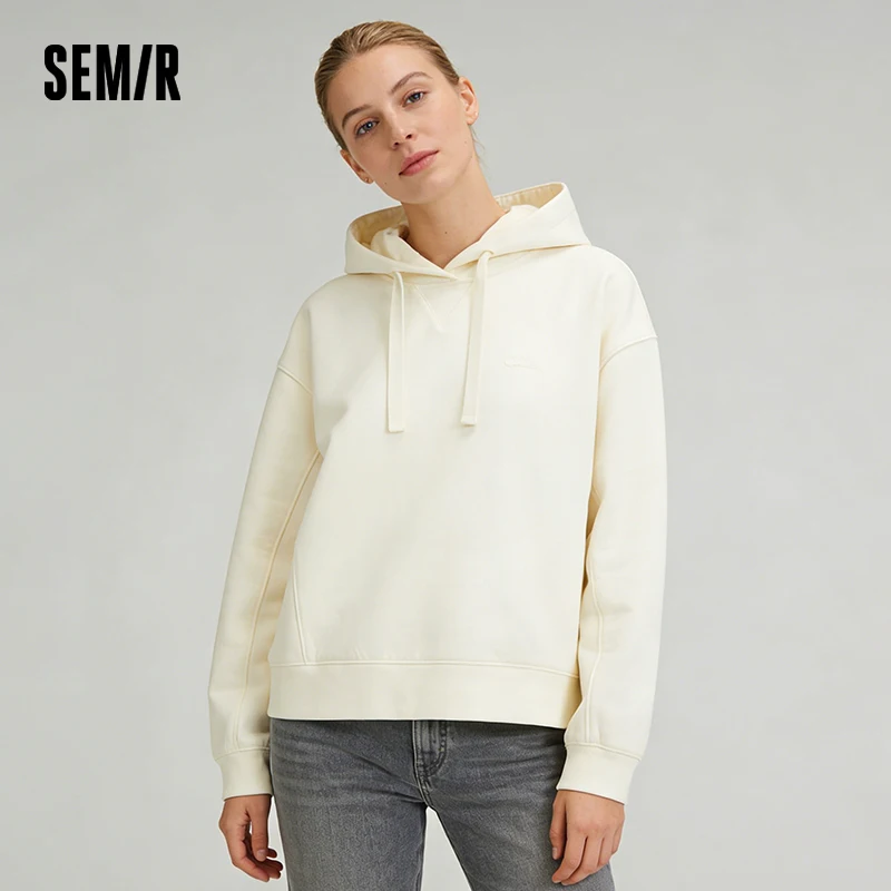 Semir Embroidered Hoodies Soft Texture Women Spring Casual Sweatshirt Fashion Comfort Loose Style Gentle Trend Cozy New 2026