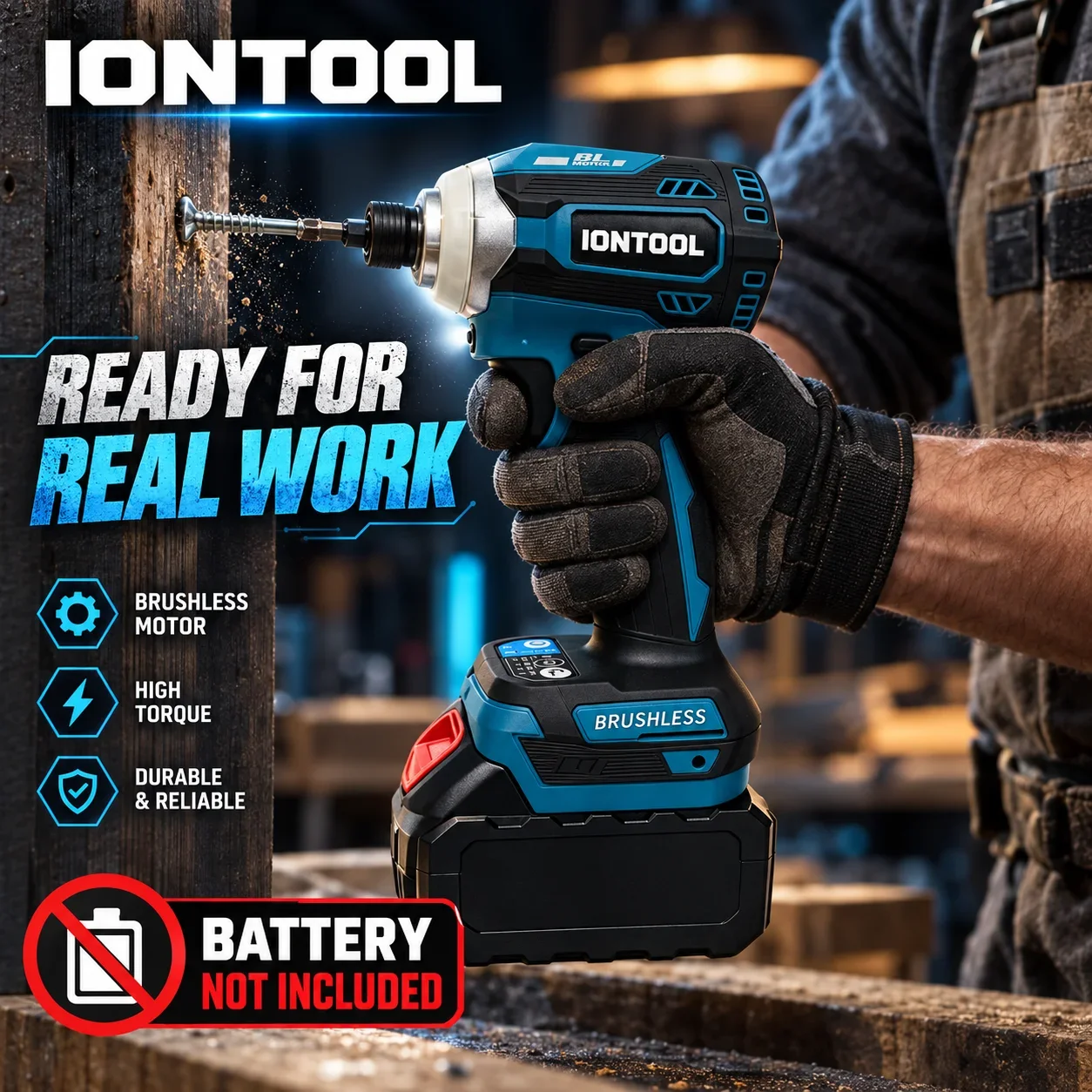 IONTOOL Portable Cordless Impact Driver DTD171 3600rpm For Home Metal Fastening and Steel Frame Assembly and Auto Repair Work