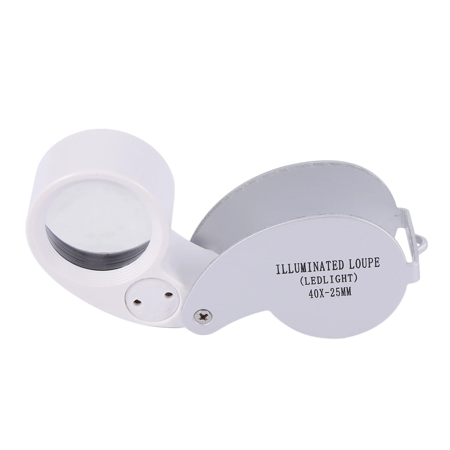 !DT~D190240 X 25mm Glass Lens Jeweler Loupe Magnifier With LED-Silver