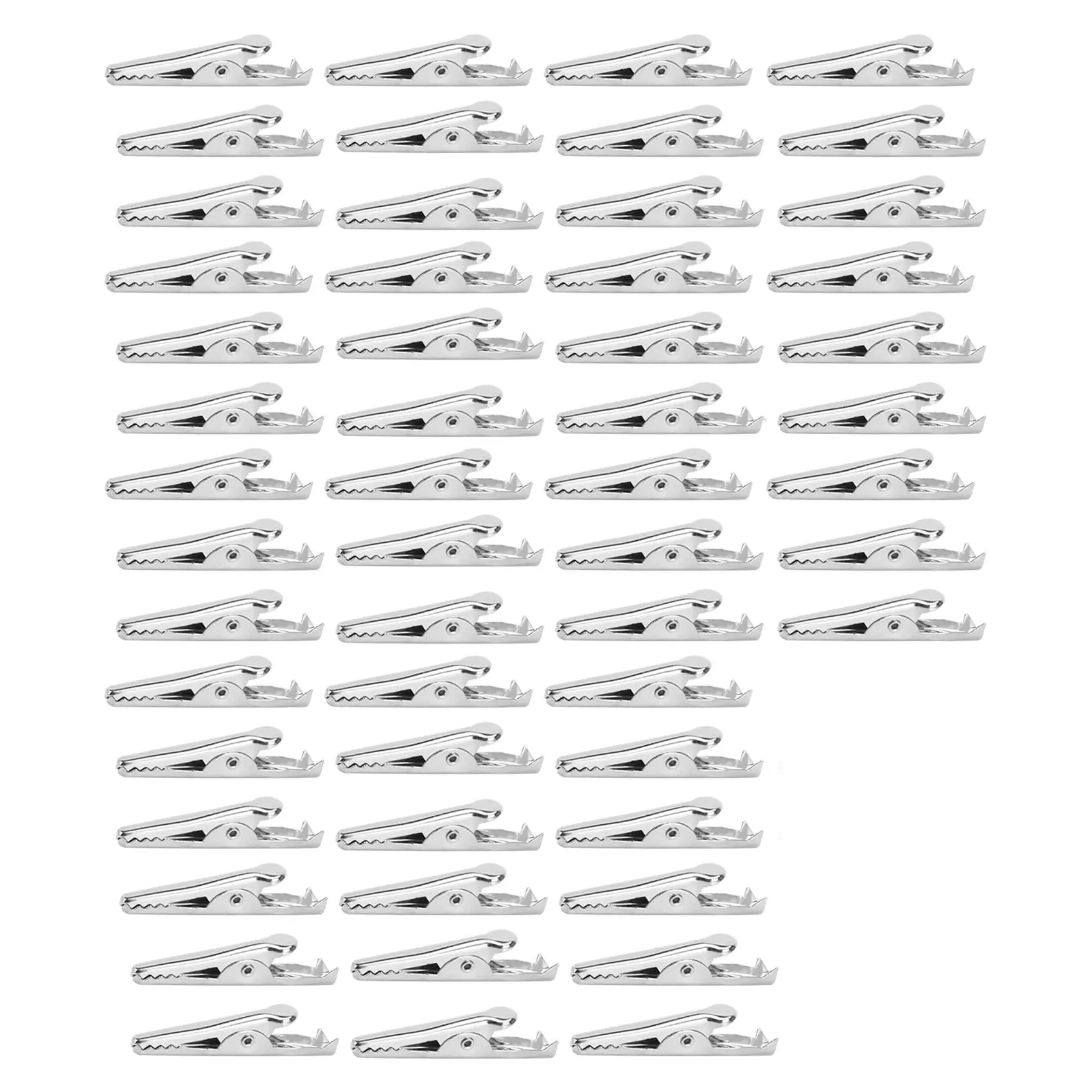 50 Pcs Silver Tone Metal Alligator Clip