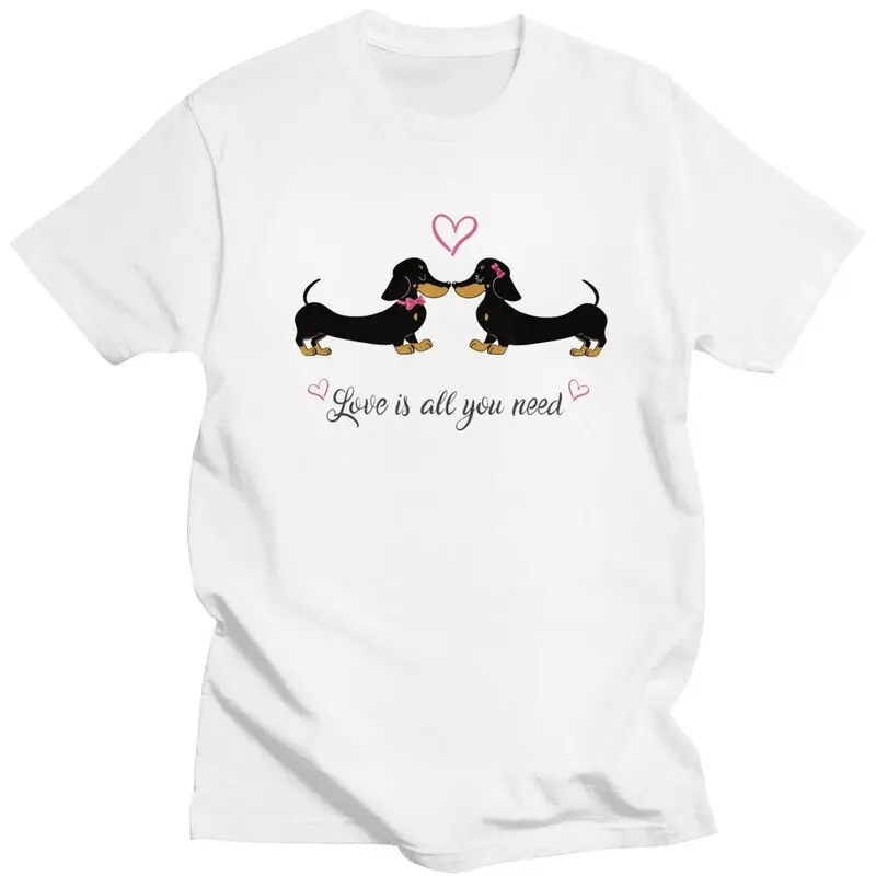 Custom Male Funny Dachshund Dog T Shirt Short Sleeves Cotton Tshirt Classic T-shirt Leisure Tee Clothing