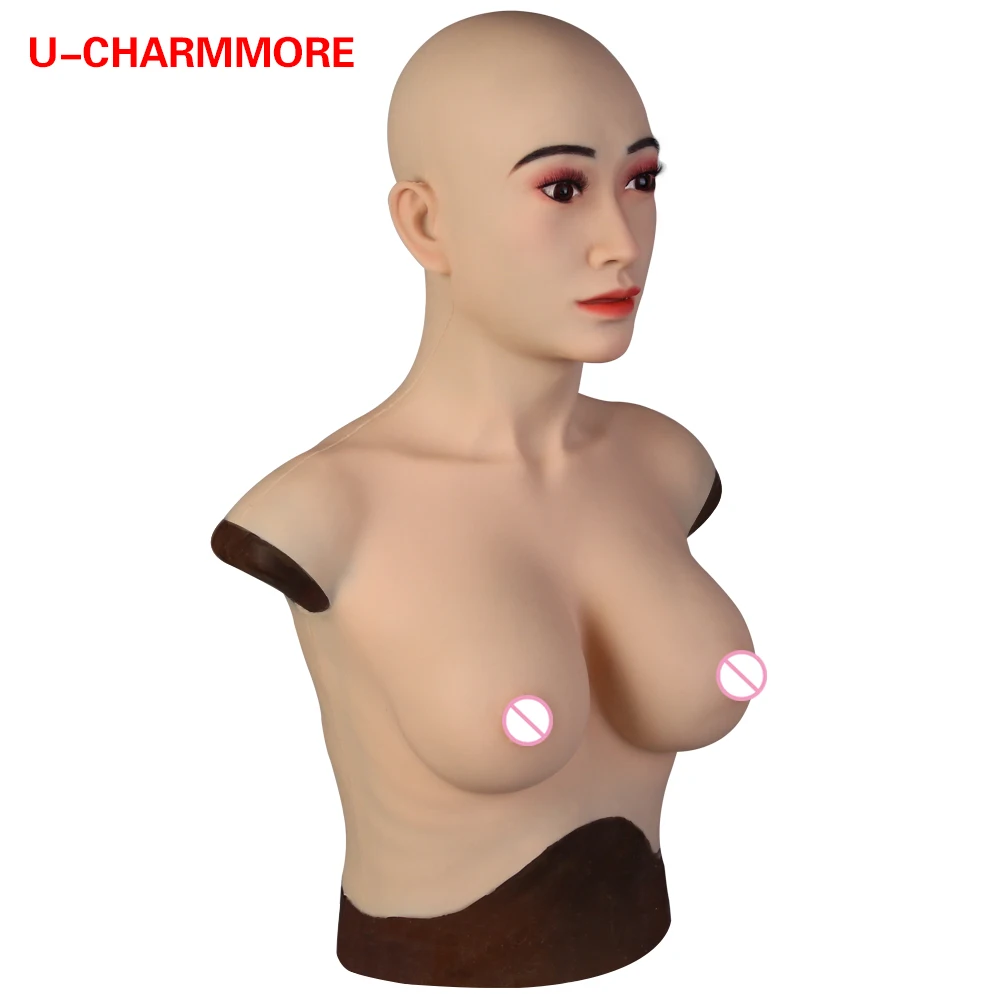 Realistic Female Mask with Boobs Silicone Crossdresser Costumes Drag Queen Male to Female Crossdressing Realistic Bodysuit Skin