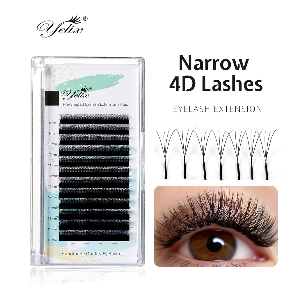 Yelix Smaller Spacing 4D-W Eyelash Extension Narrow 4D W Shape Lashes Premade Fan Soft Individual Faux Cils Premium Makeup Cilia