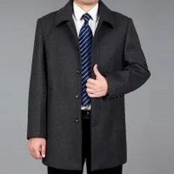 2024 Men Winter Long Coat Woolen   Pea   Jackets Autumn s Wool Blend Overcoat Trench  Man  Jacket