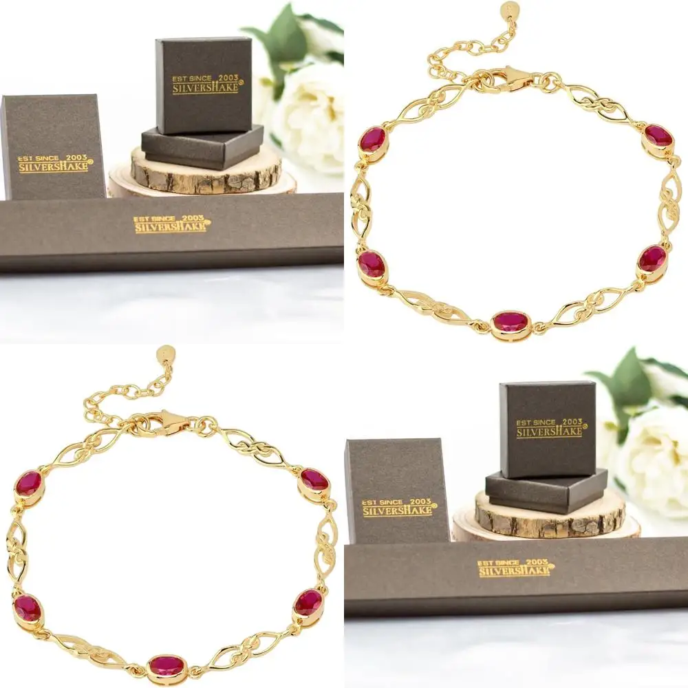 

Sterling Silver Celtic Knot Adjustable Bracelet in White or Yellow Gold Plated for Women, 7.25-8.75 with Birthstone Gems