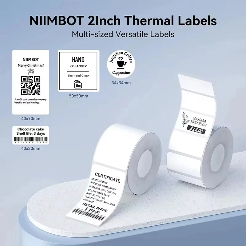 Niimbot White Label Paper Adhesive Round Color Stickers Waterproof UV Blank Label Paper Roll For B1/B21/B3S Thermal Label Printe