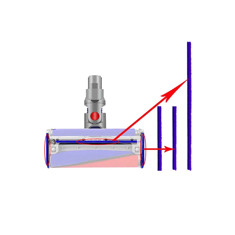WZ-1Set Soft Plush Roller Sticker Floor Brush Nozzle Hairy Strip for V7/ V8/ V10/ V11/ V15 Handheld Vacuum Cleaner Accessories