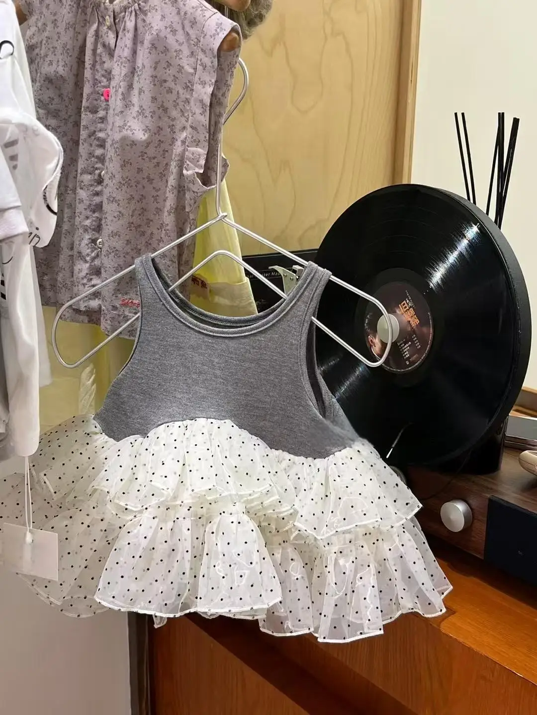 Girls Spliced Mesh Vest Fashionable Korean 2025 Summer New Cute Simple and All-match Casual Polka Dot Patchwork Sleeveless Vest