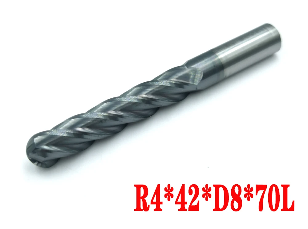 6mm,8mm,10mm, 12mm HRC45 solid Carbide 4 Flutes Ball nose end mills Spiral Bit Milling Tools CNC Router bits