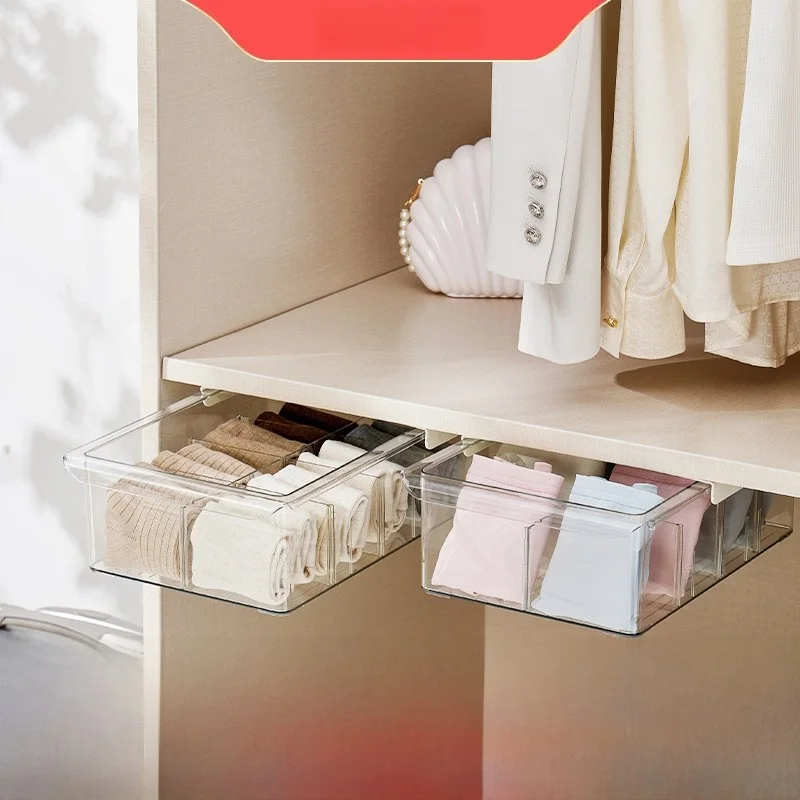 Modern Minimalist under Desk Drawer Style Storage Box for Underwear And Socks Personal Clothes Organizer Closet Accessory