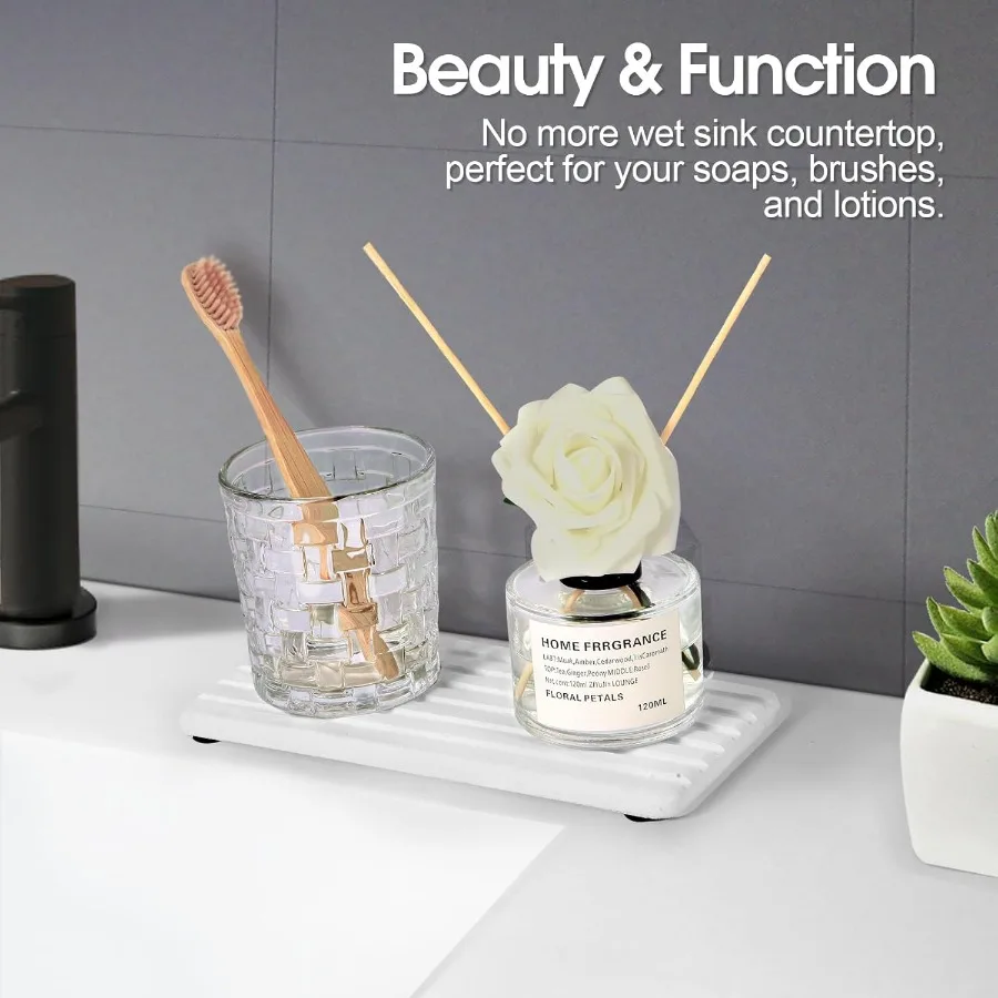 Sink Caddy 2Pcs Instant Dry Kitchen Sink Organizer Sponge Holder for Kitchen Sink Diatomaceous Pedestal Stand Riser with Silico