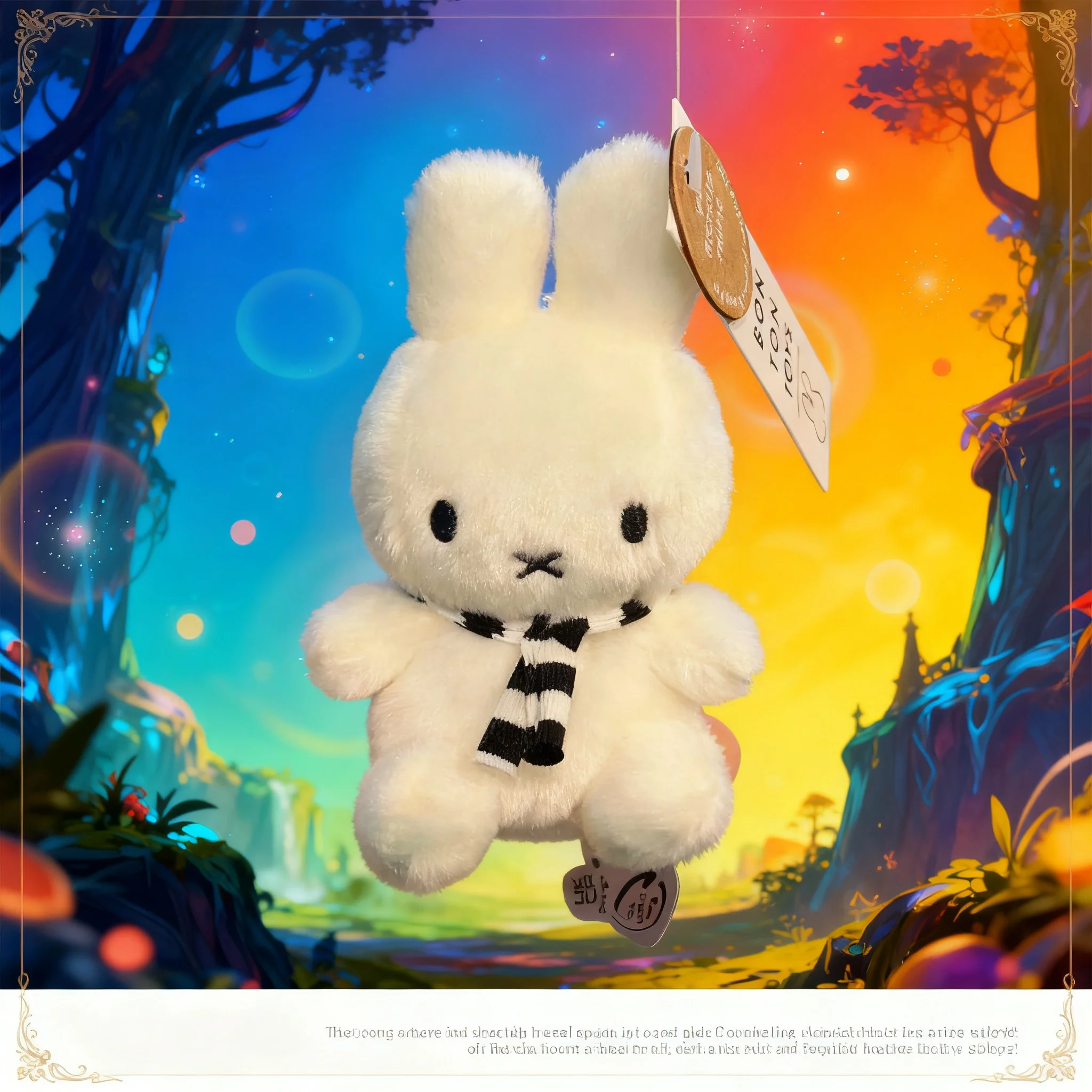 Christmas Gift Kawaii Miffy Black and White Striped Scarf Hanging Cute Mini Figure Doll Pendant for Girls Boys Bag Charm