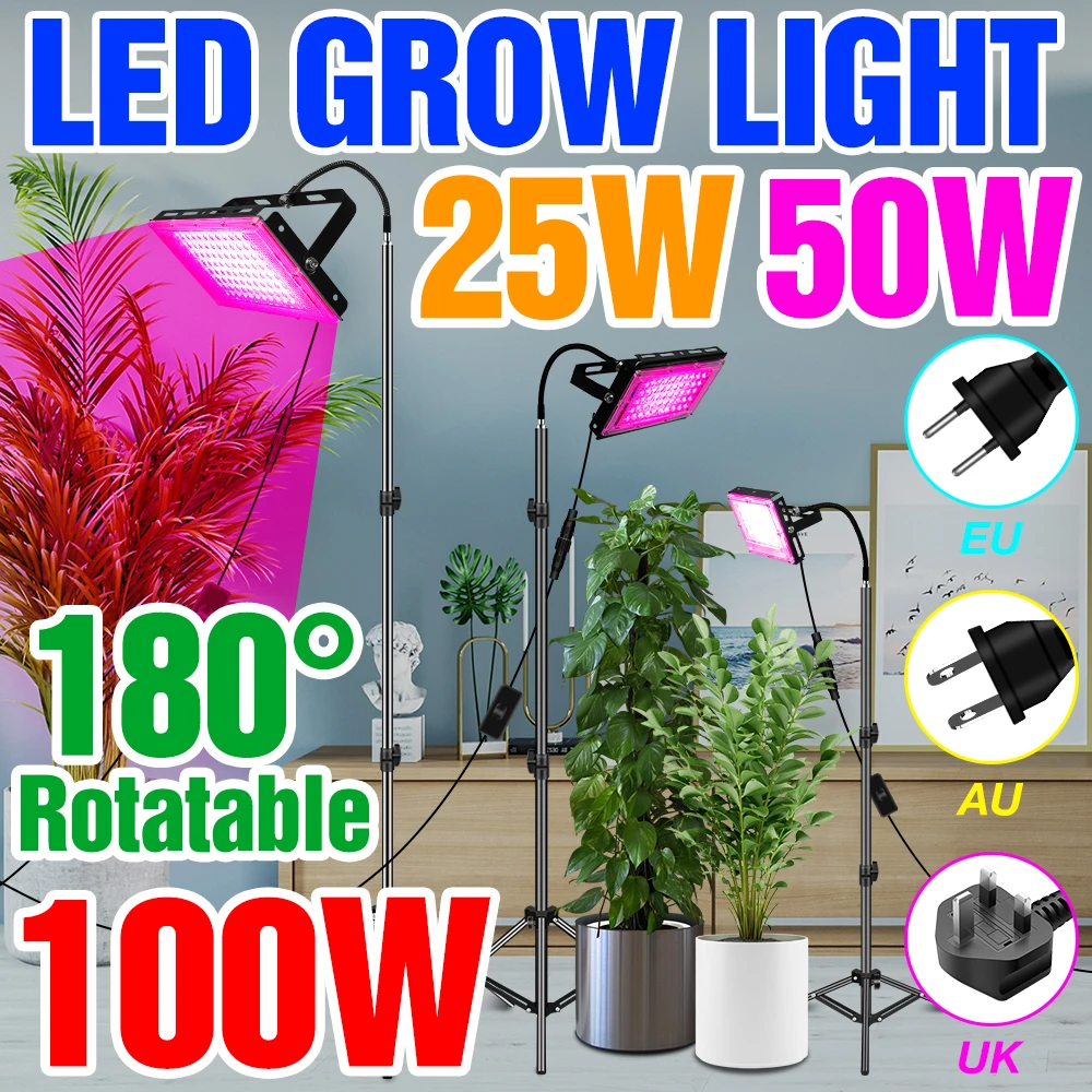 

Full Spectrum LED Grow Lights IP65 Waterproof Phytolamp Indoor Flower Seeds Hydroponics Plants Light With Stand For Grow Tents