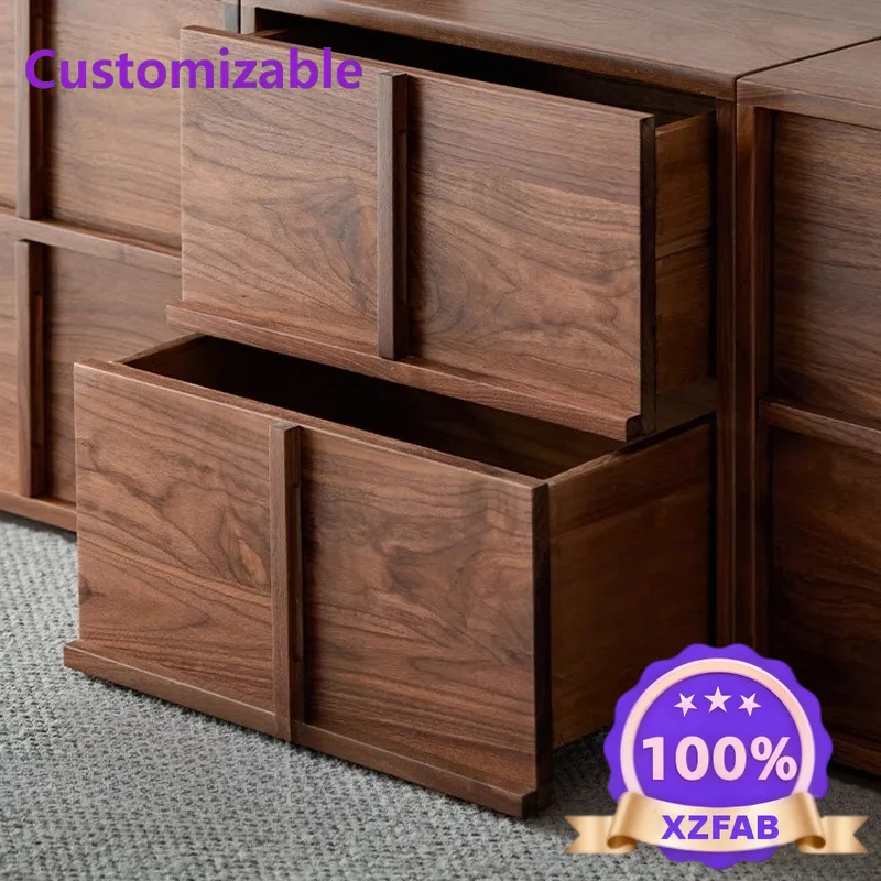 Factory Direct 2026 North American black walnut solid wood TV cabinet living room medieval module combination sidecabinet retro
