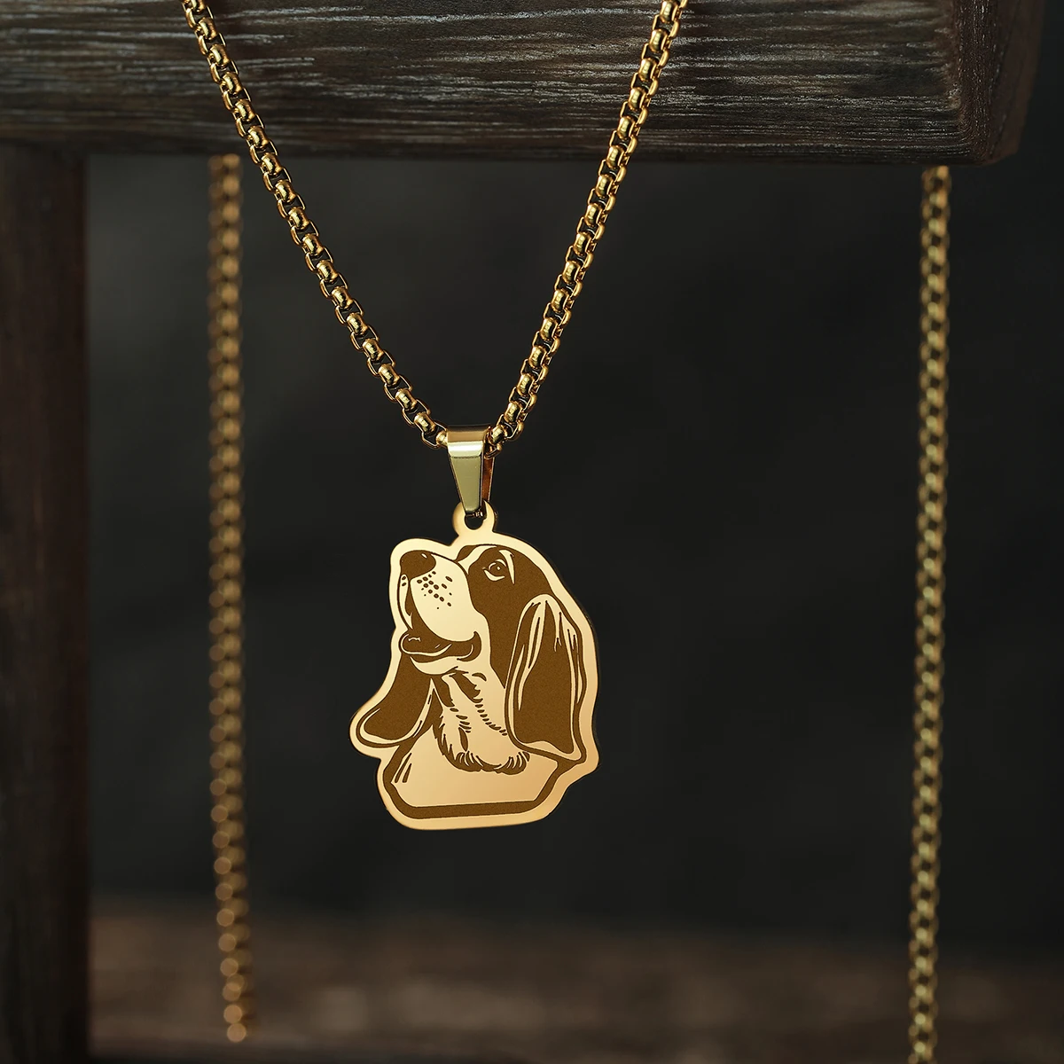 QIAMNI Vintage Basset Hound Dog Pendant Stainless Steel Chain Necklace For Women Men Animal Choker Fashion Accessories Jewelry