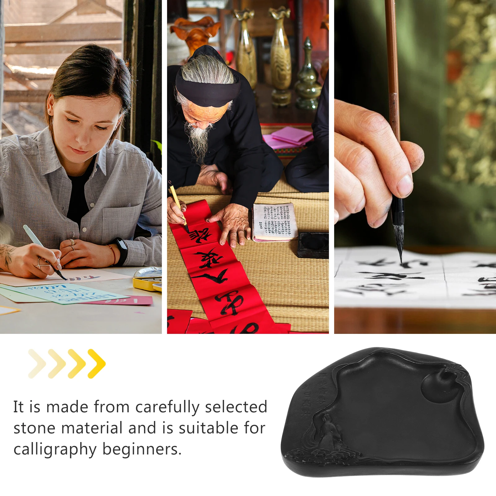 

1PC Calligraphy Delicate Desktop Inkslab Grinding Lightweight Portable Stone Smooth Suitable for Beginners for Writing
