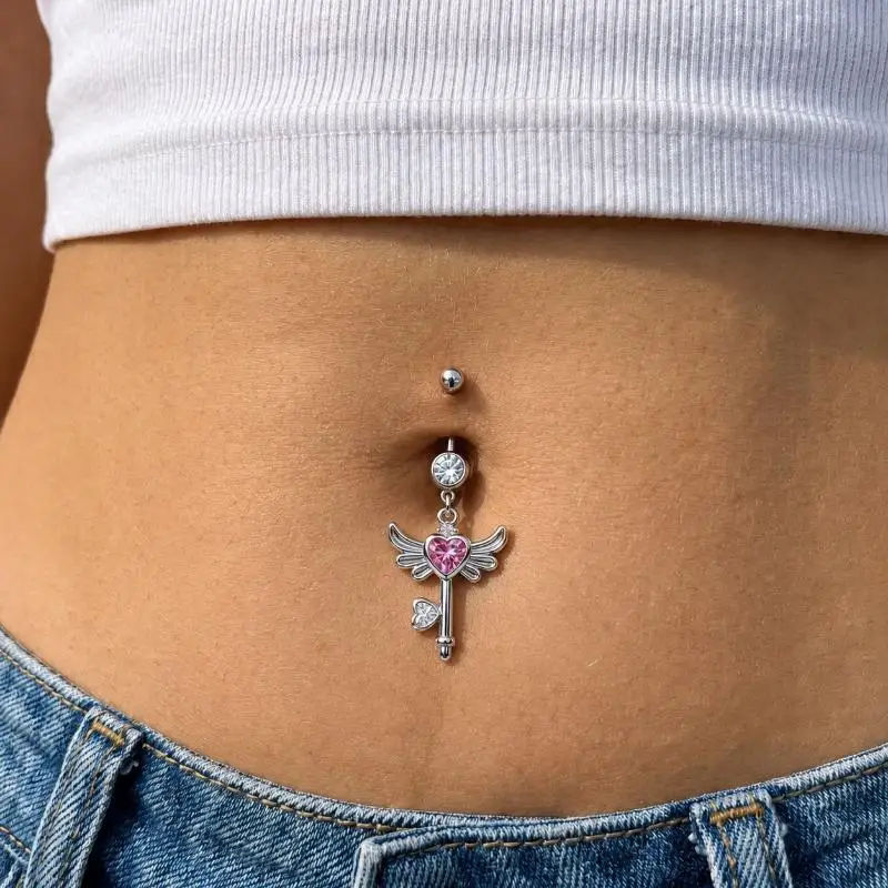 Stainless Steel Sexy Butterfly Navel Piercing 1Pcs Shiny Belly Button Ring for Women Date Night Decor