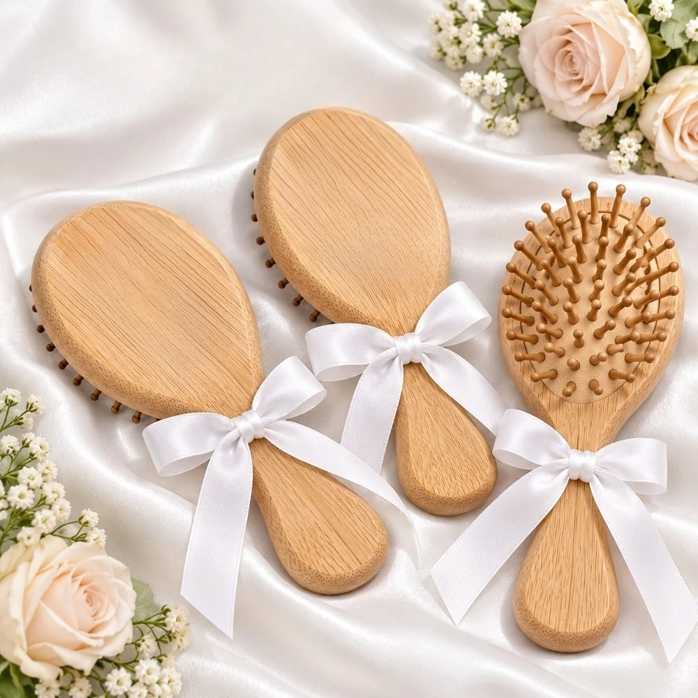 Portable Mini Scalp Massager Hairbrush with Ribbon,air Cushion Comb Travel Massage Comb,great for Bridesmaid Gift Hair Care Gift