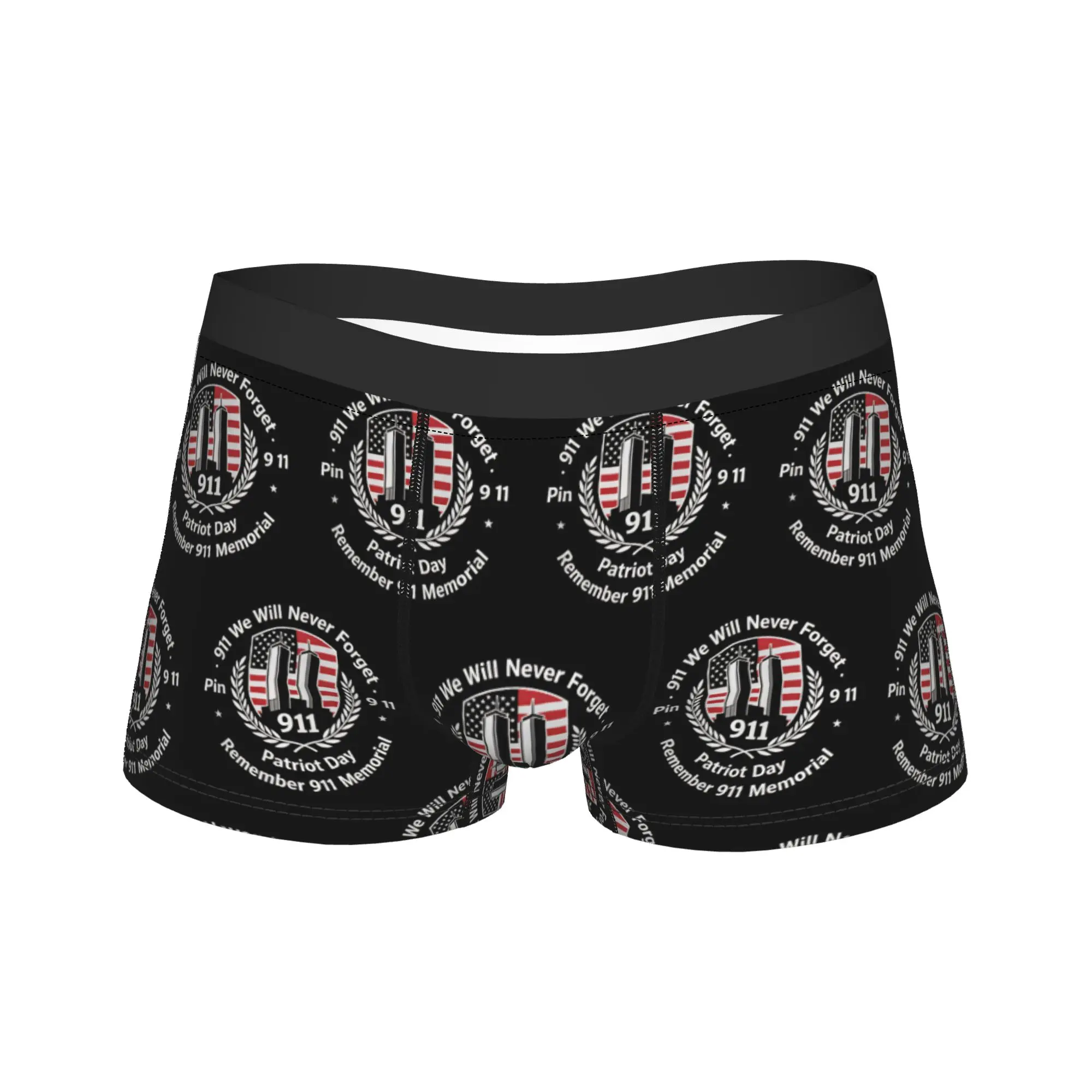 Circular Shield Wreath 911 Memorial Underwear  Custom DIY Trunk Quality Man Panties Comfortable Boxer Brief Birthday Gift