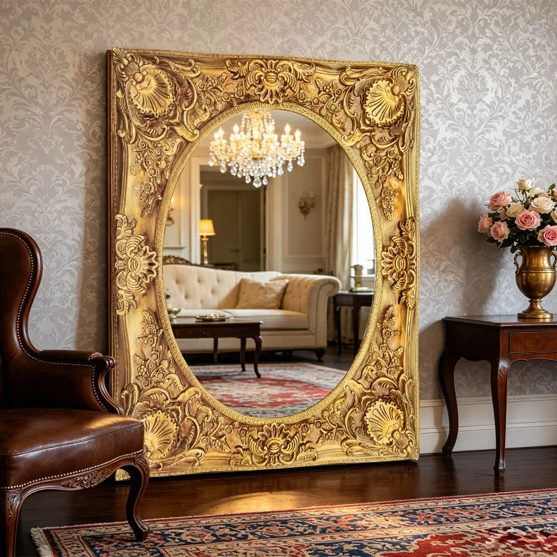 Luxury Nordic Decorative Mirrors Modern Living Room Wall Items Aesthetic Mirror Cute Square Flower Spiegel Wand Home Products
