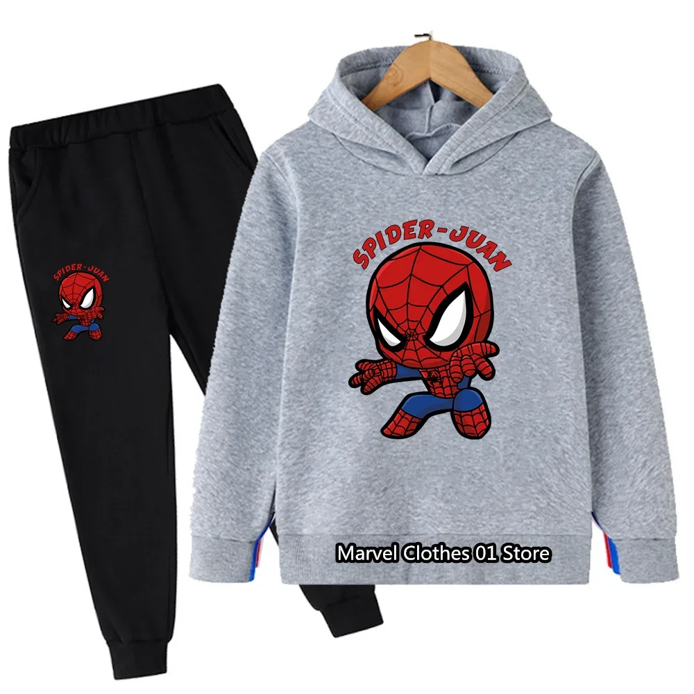 Ragazzi ragazze vestiti Spiderman felpa con cappuccio Set bambini 2 pezzi primavera autunno bambino ragazze cartone animato con cappuccio +