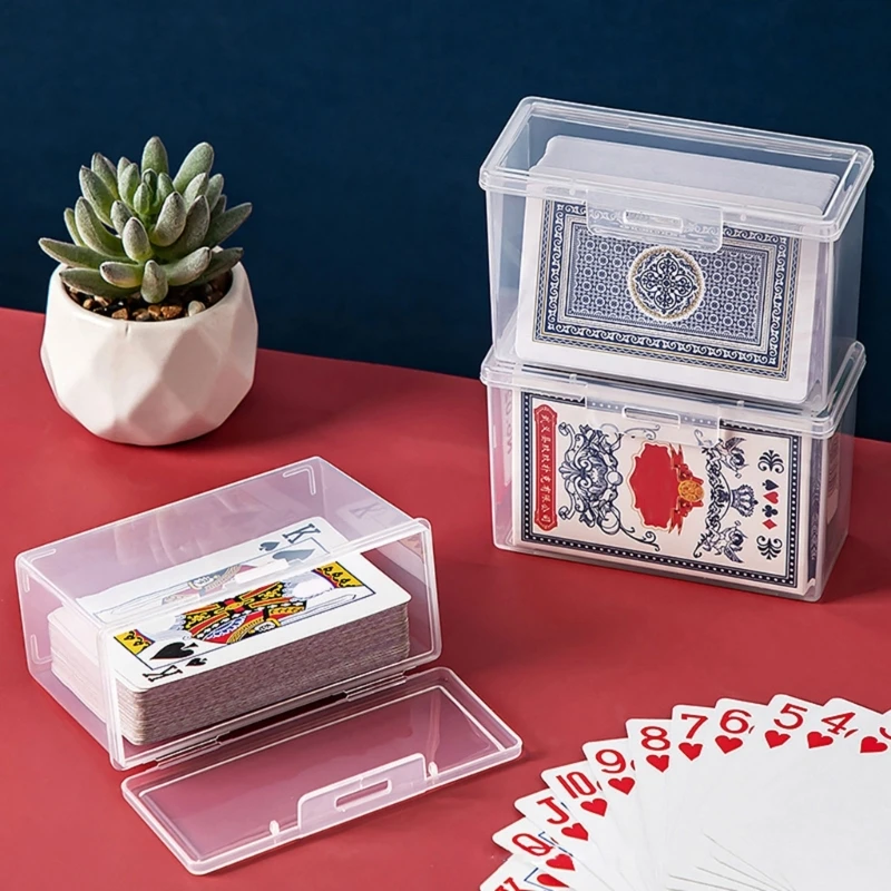 Pack of 4 Clear Card Storage Box for Card Organization Playings Cards Storage Box Secure Closures for Easy Managements