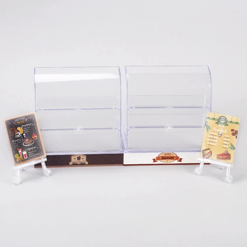 ตุ๊กตาจิ๋วเค้กของเล่นสําหรับบทบาทเด็กเล่น Sweet Treats ตู้ DIY Miniature ชุดอุปกรณ์ครัว