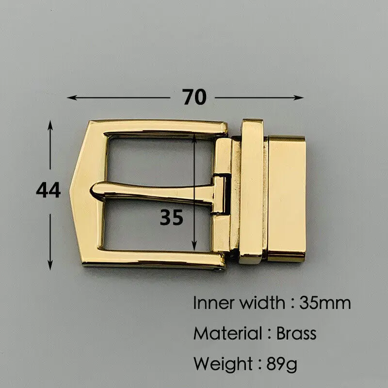 Polished Solid Brass Pin Rotatable Belt Buckle for Leatherwork Craft DIY 35mm